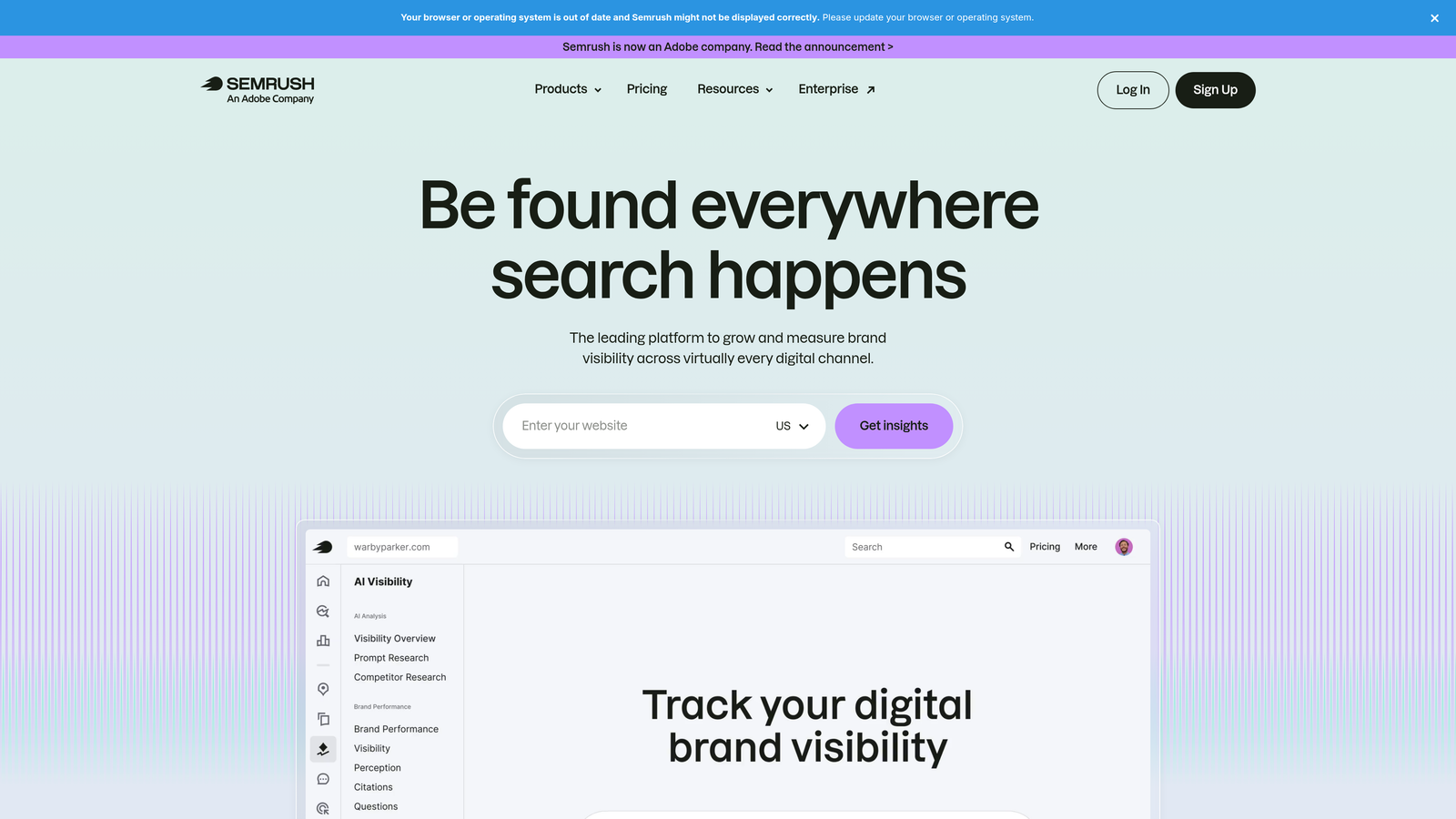 Screenshot of Semrush website