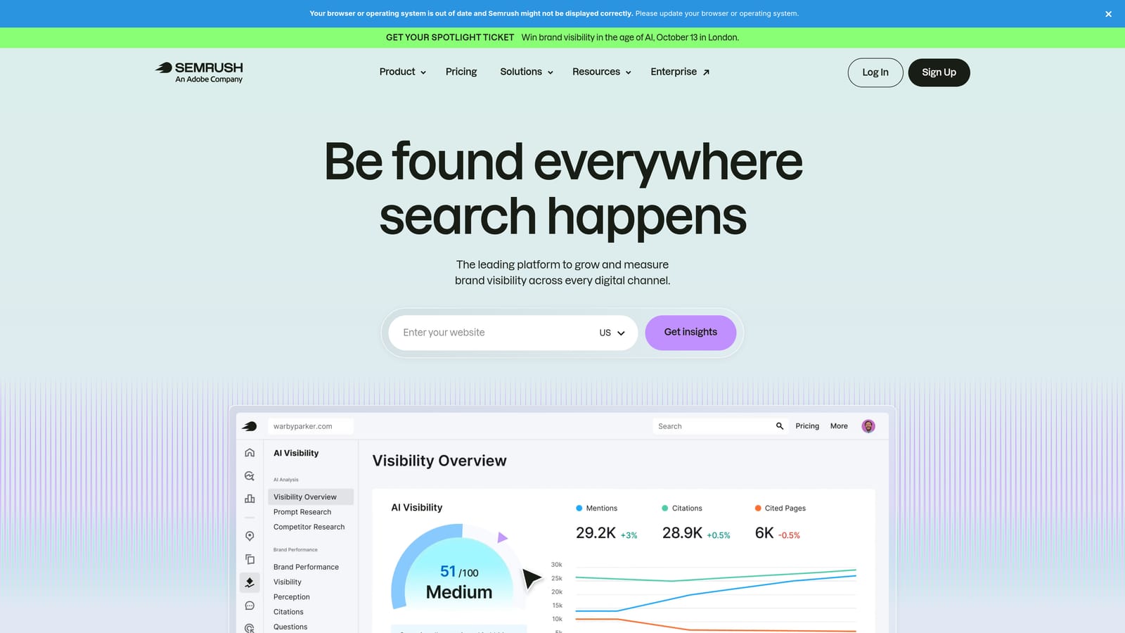 Screenshot of Semrush SEO Content Template website