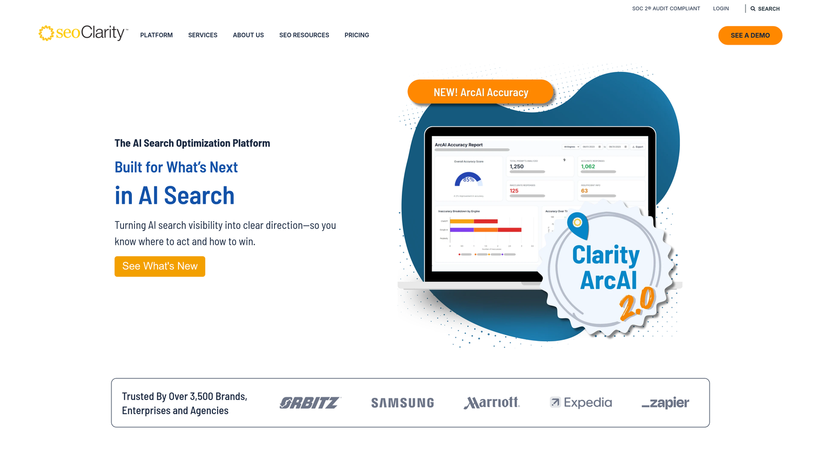 Screenshot of seoClarity website