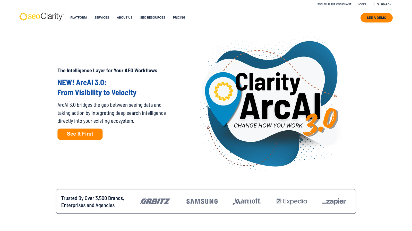 Screenshot of seoClarity website