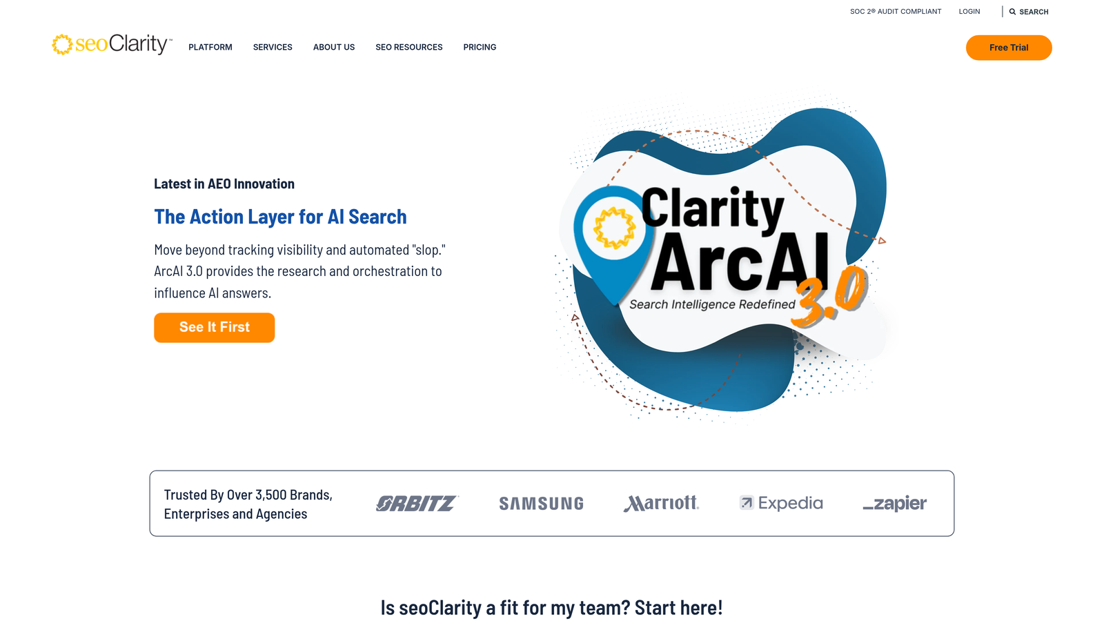 Screenshot of seoClarity website
