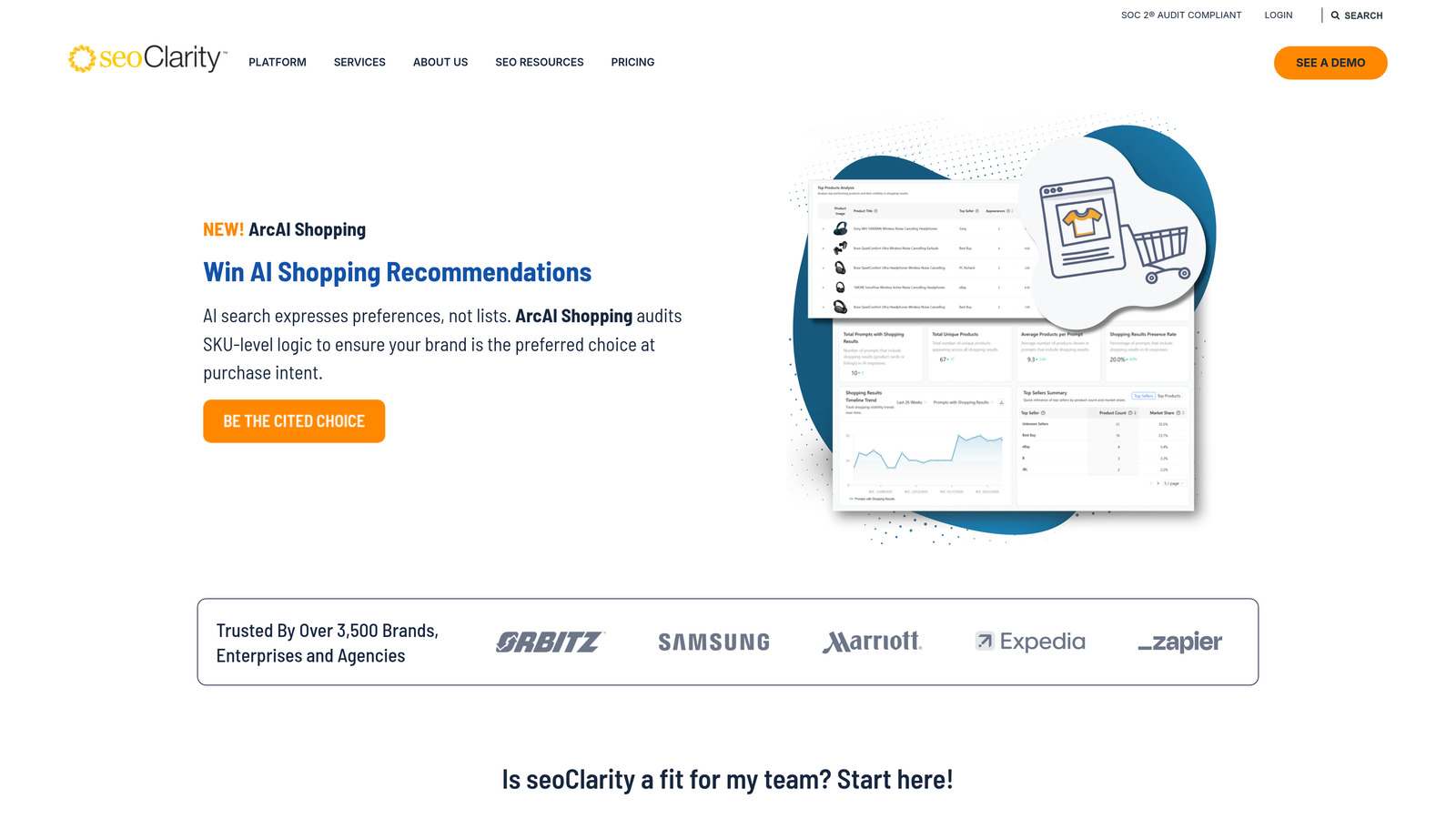Screenshot of seoClarity website