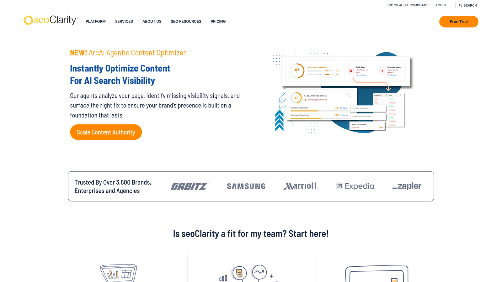 Screenshot of seoClarity website
