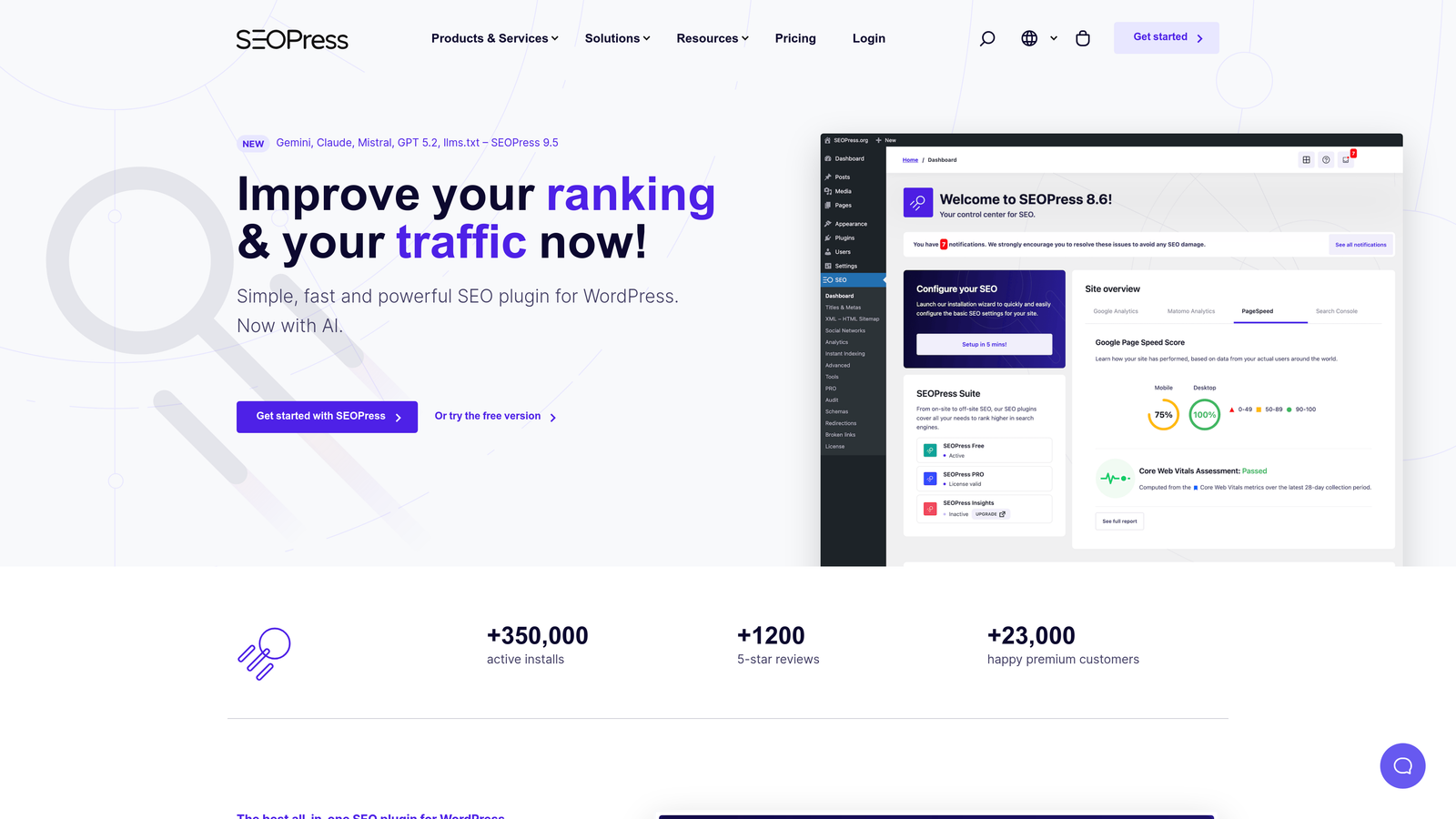 Screenshot of SEOPress website