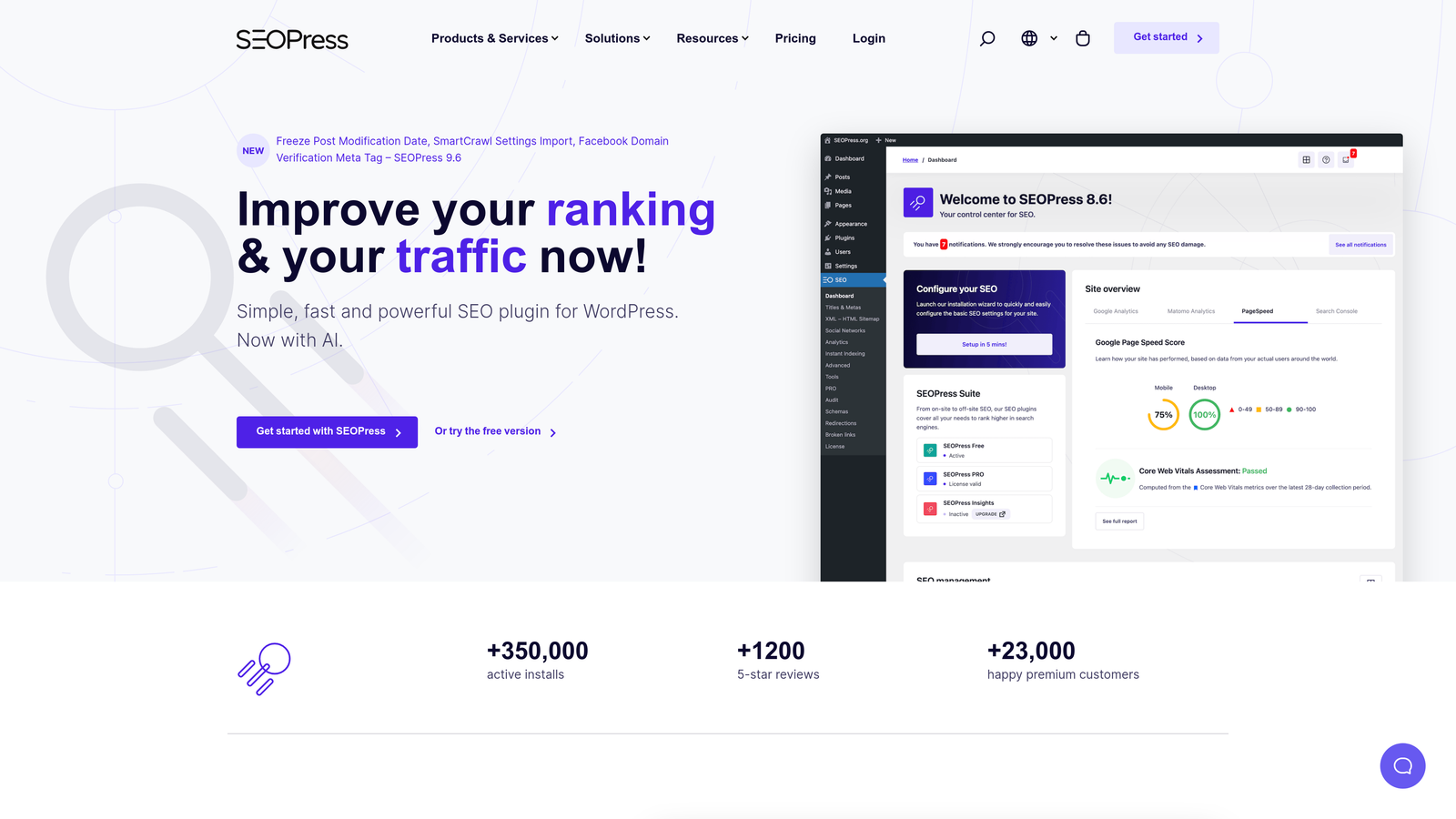 Screenshot of SEOPress website