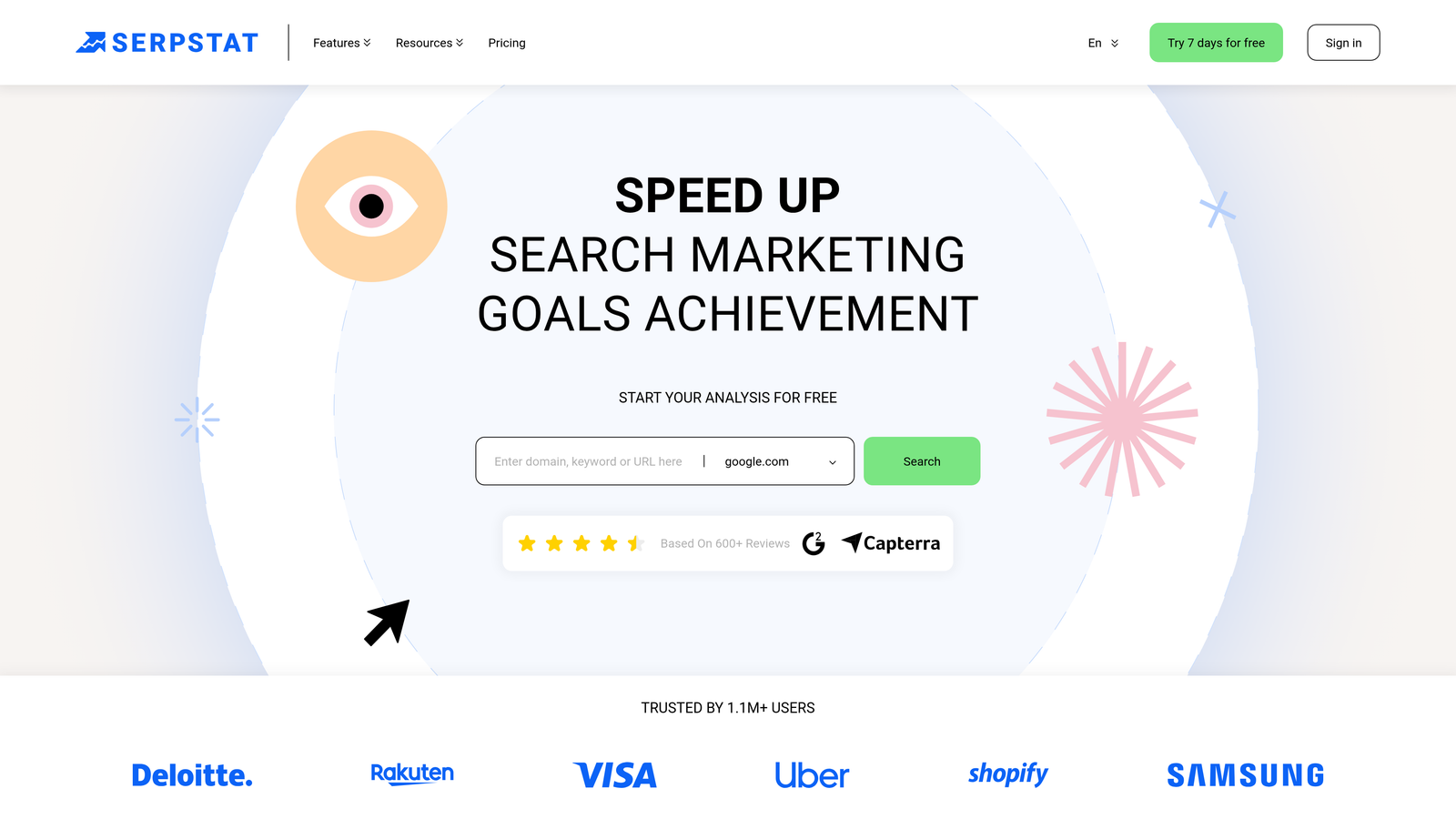 Screenshot of Serpstat website