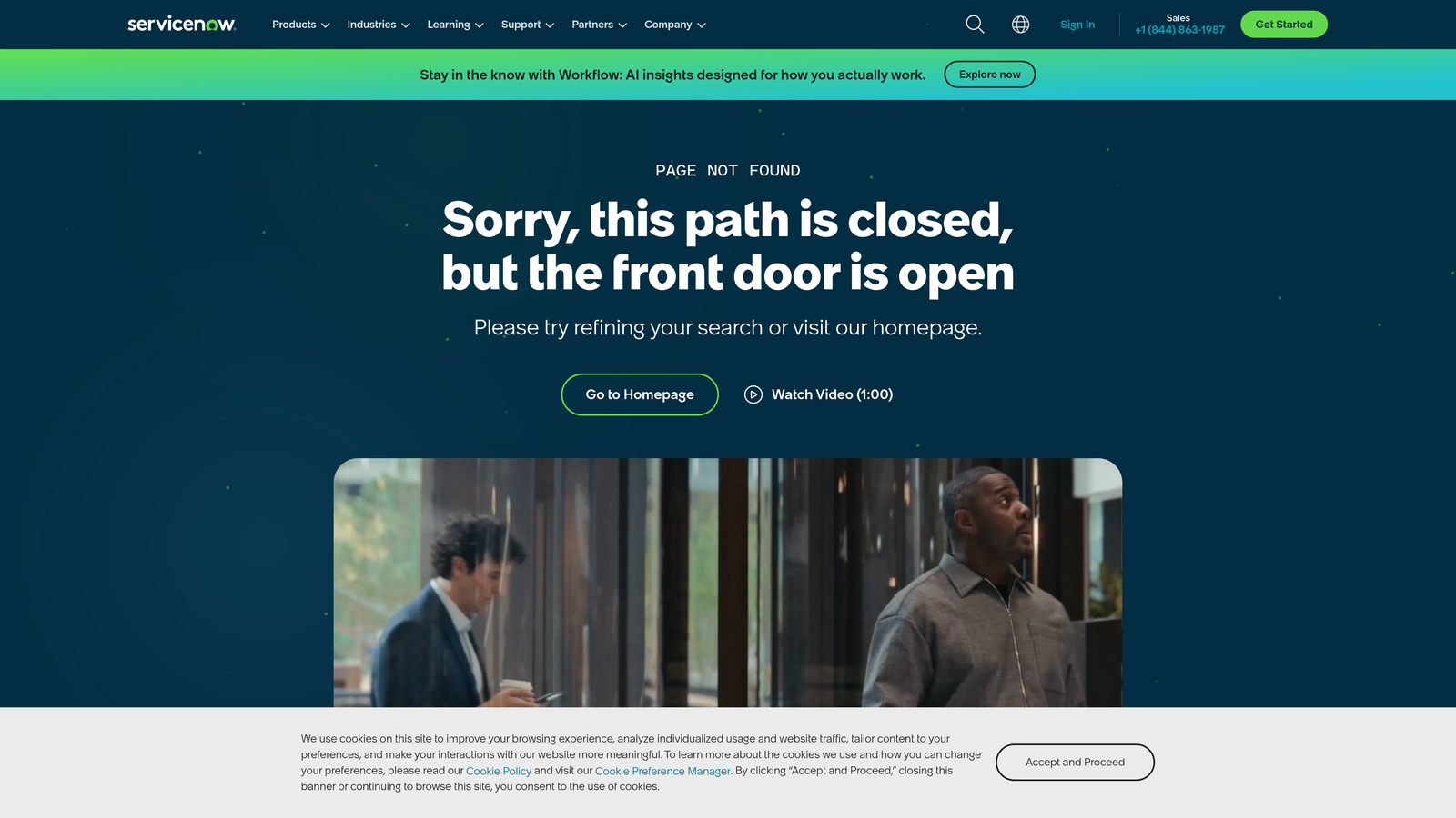 Screenshot of ServiceNow AI website