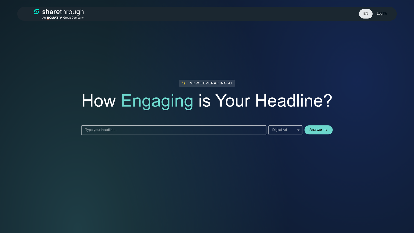 Screenshot of Sharethrough Headline Analyzer website
