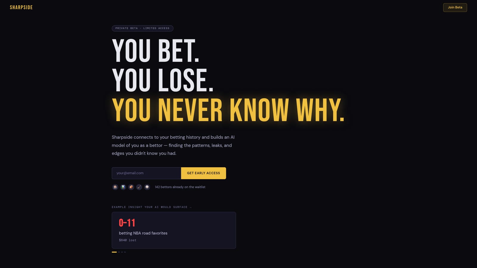 Screenshot of SharpSide website