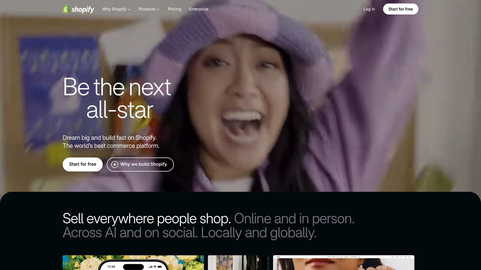 Screenshot of Shopify website