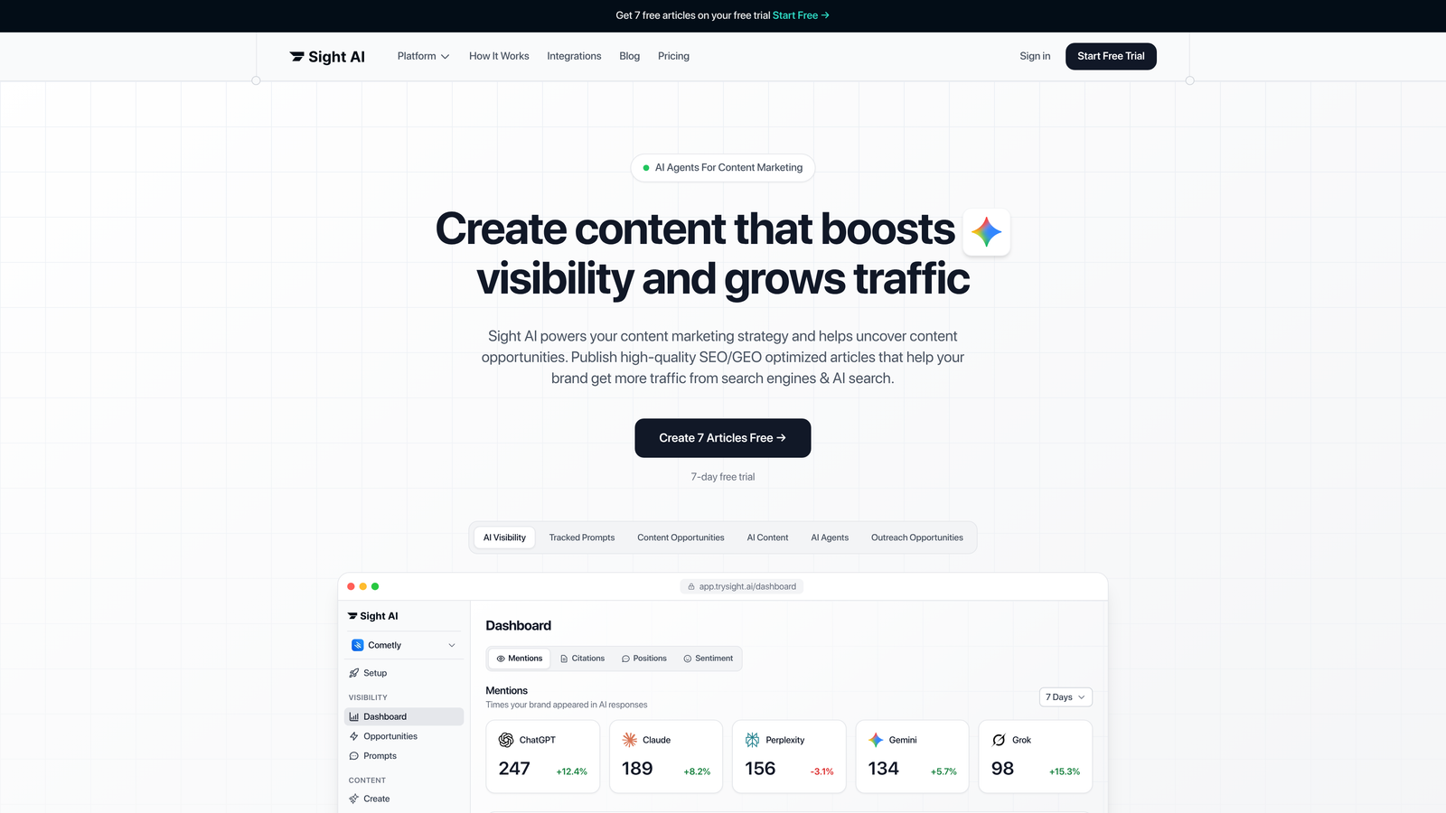 Screenshot of Sight AI Content Writer website