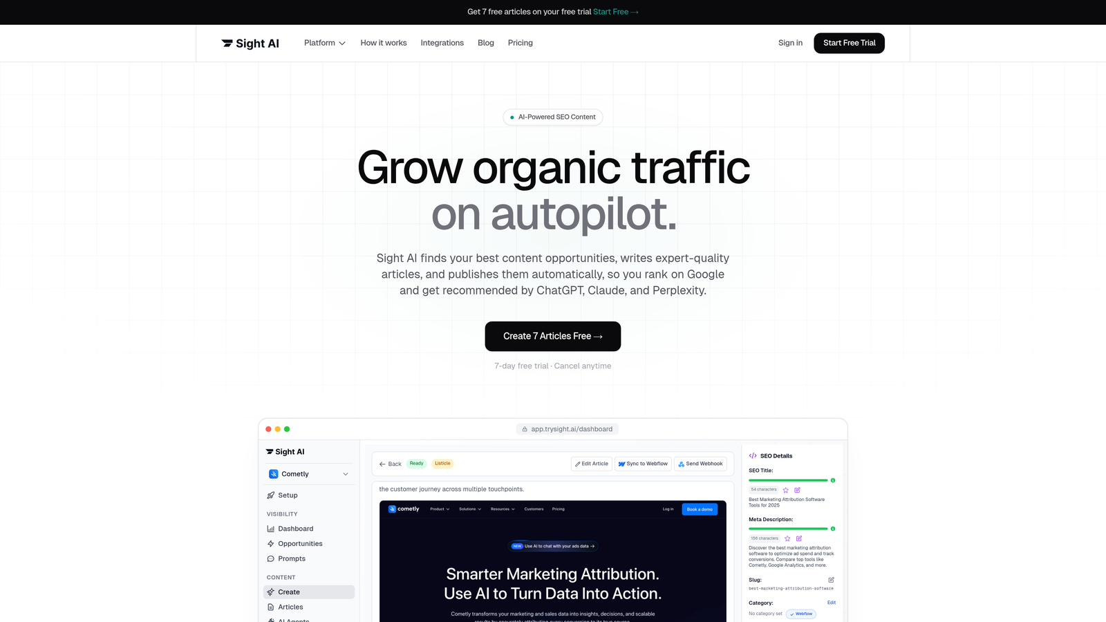 Screenshot of Sight AI Content Writer website