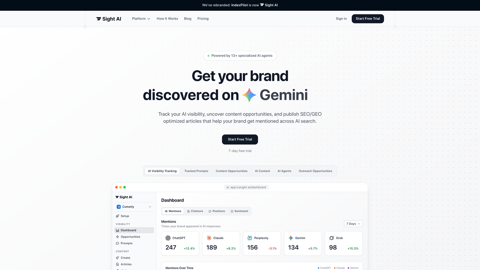 Screenshot of Sight AI website homepage