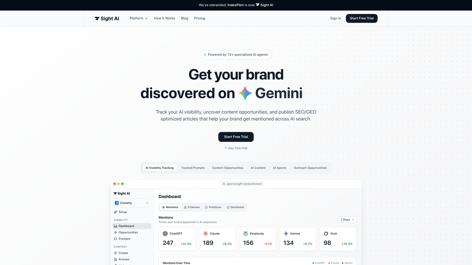 Screenshot of Sight AI website homepage
