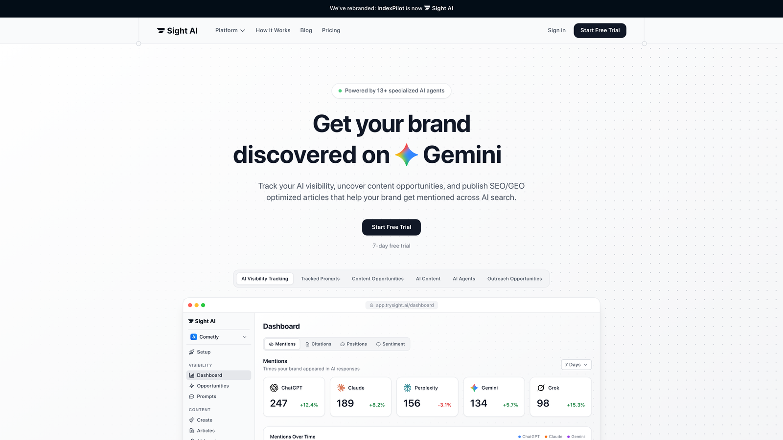 Screenshot of Sight AI website homepage