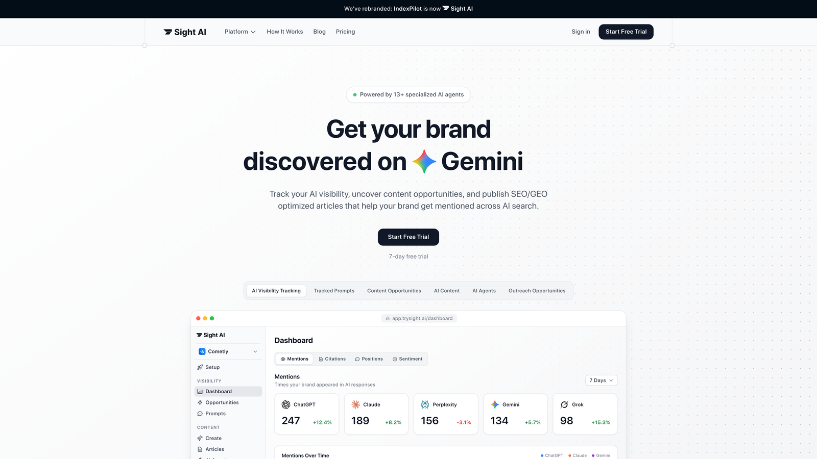 Screenshot of Sight AI website homepage