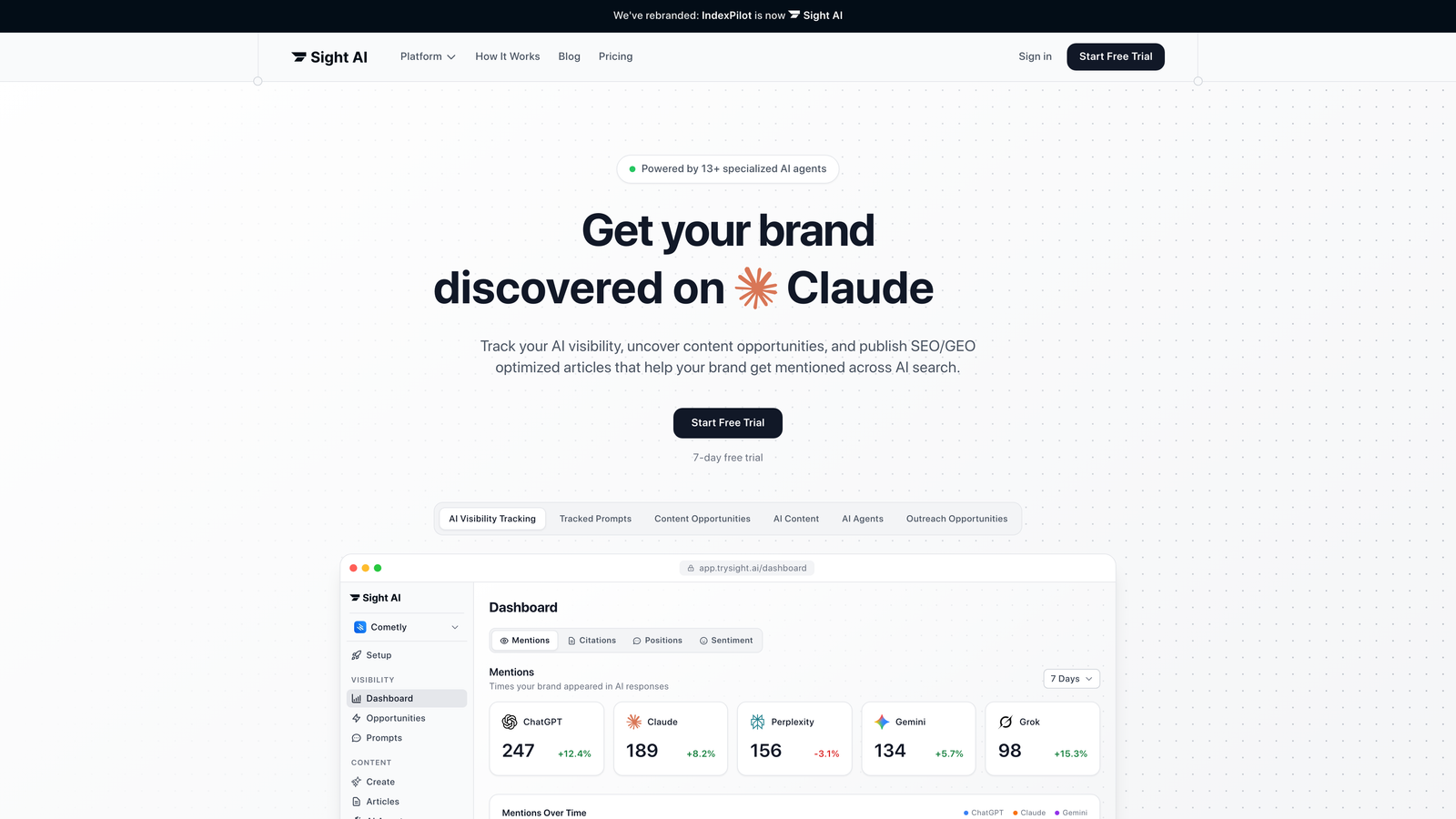 Screenshot of Sight AI website homepage