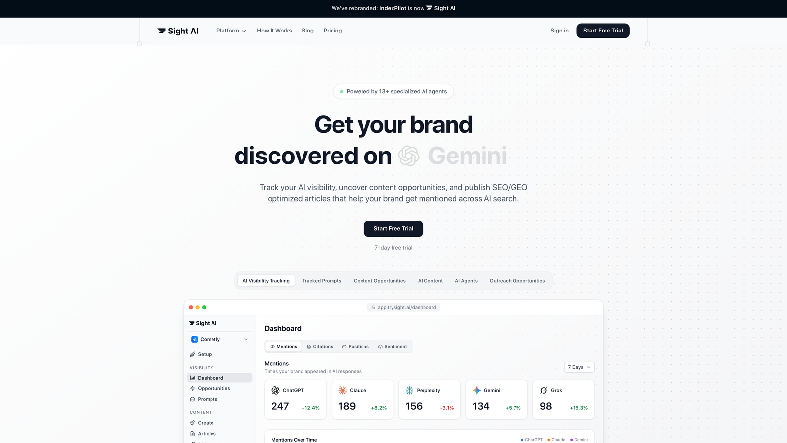 Screenshot of Sight AI website homepage