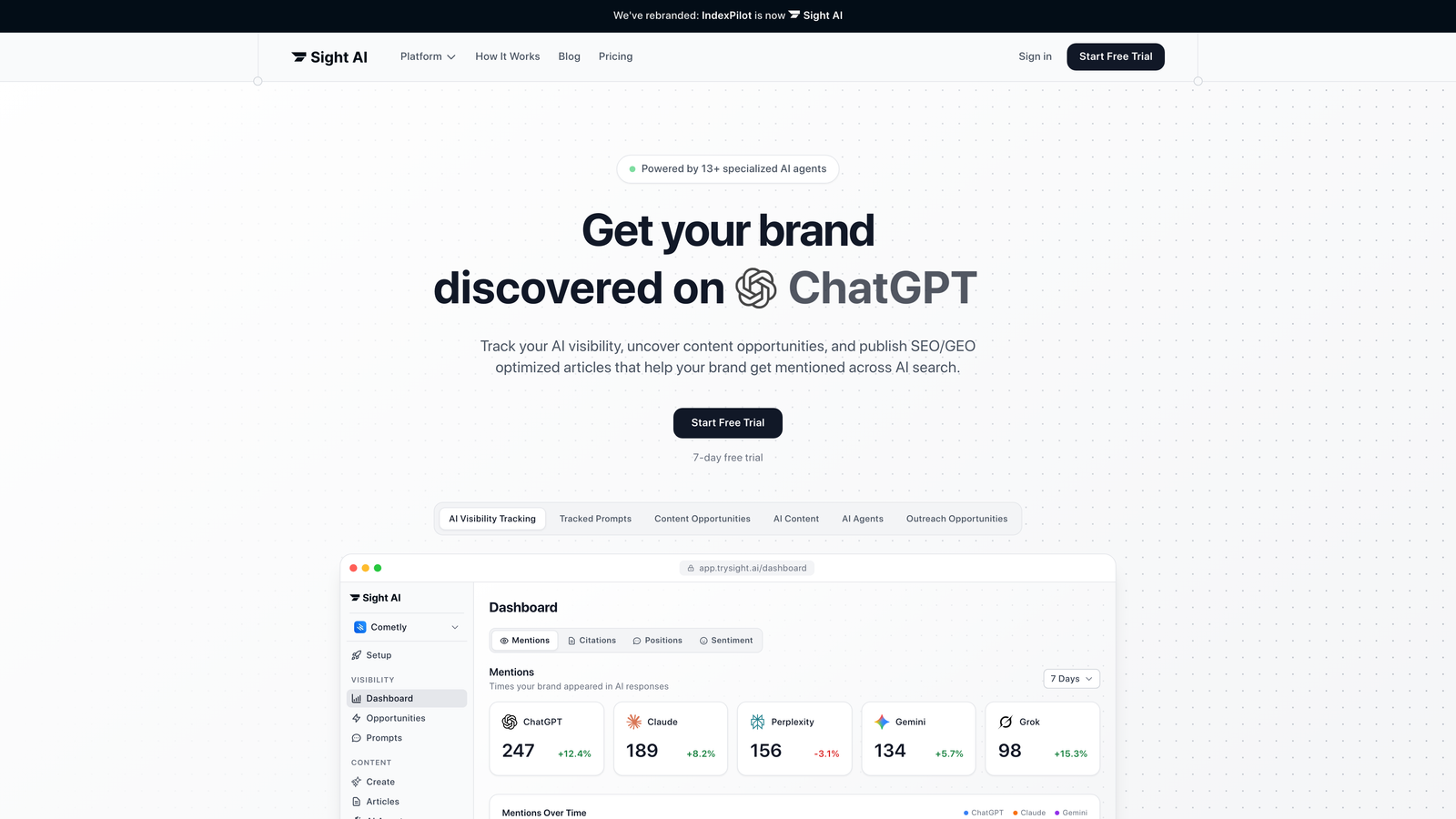 Screenshot of Sight AI website homepage