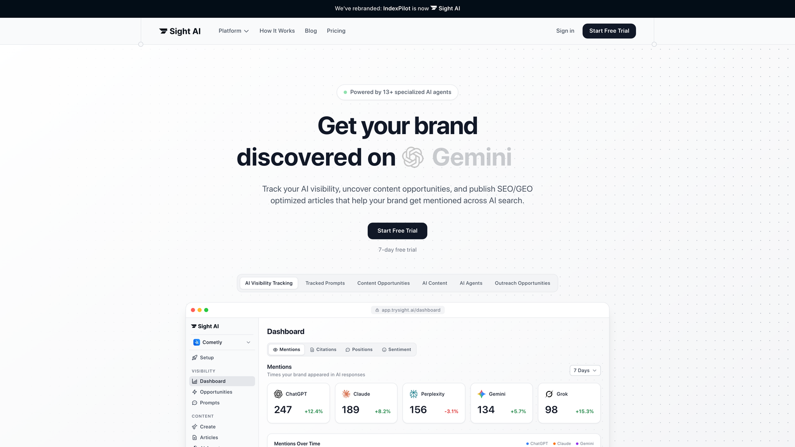 Screenshot of Sight AI website homepage