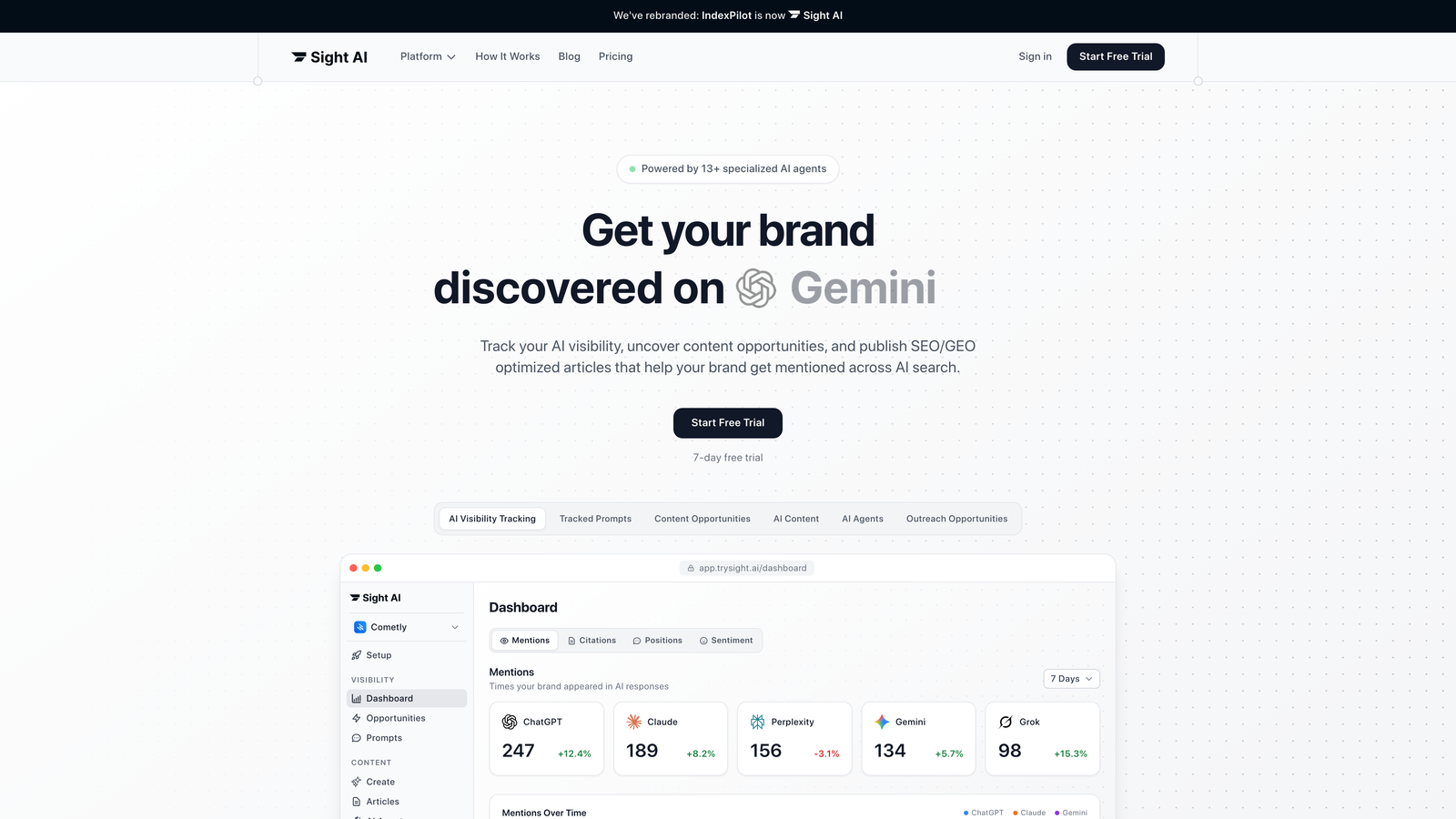 Screenshot of Sight AI website homepage