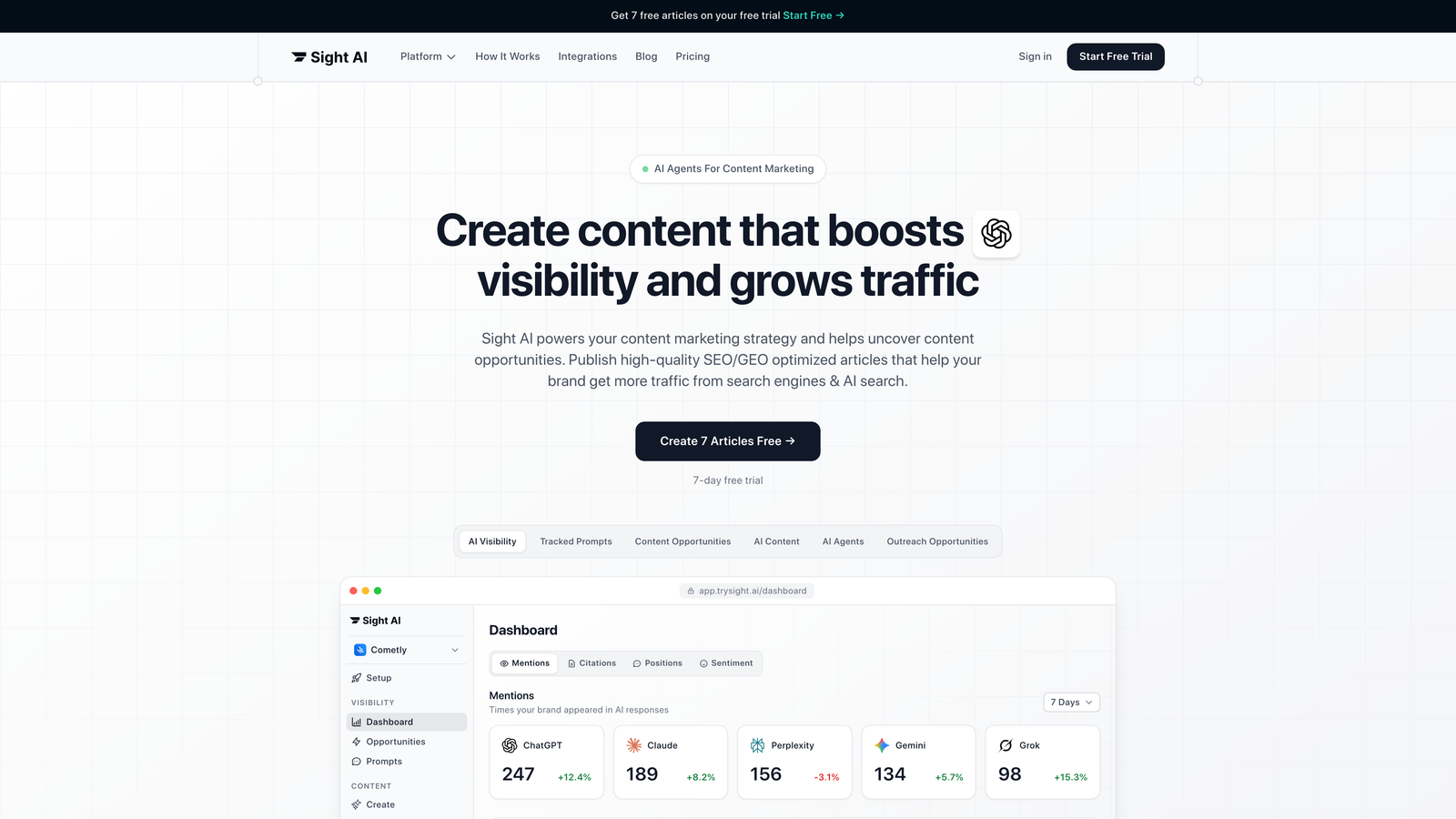 Screenshot of Sight AI website