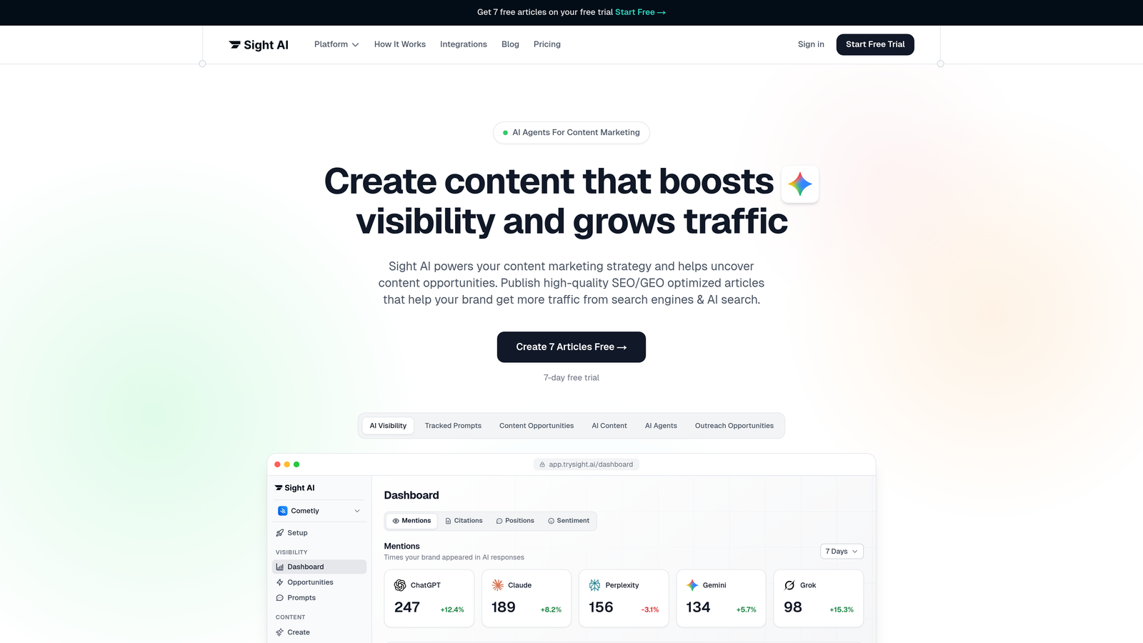 Screenshot of Sight AI website