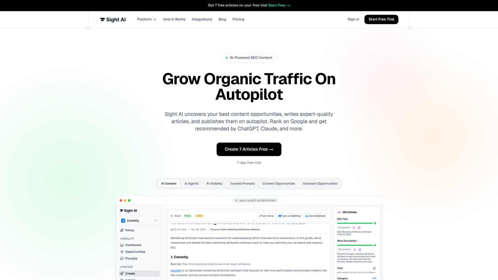 Screenshot of Sight AI website