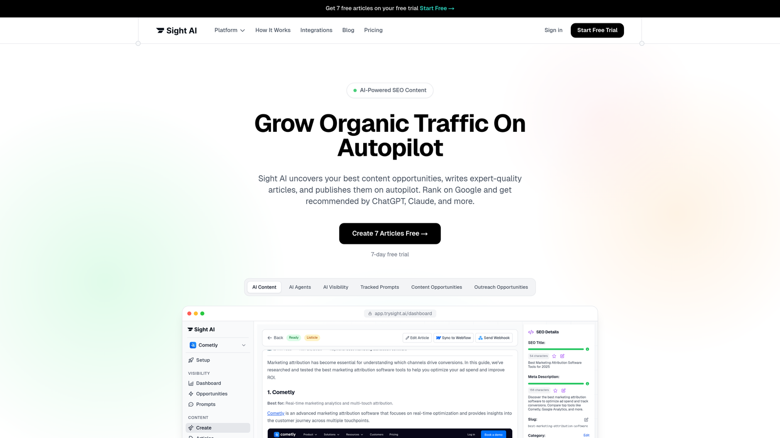 Screenshot of Sight AI website