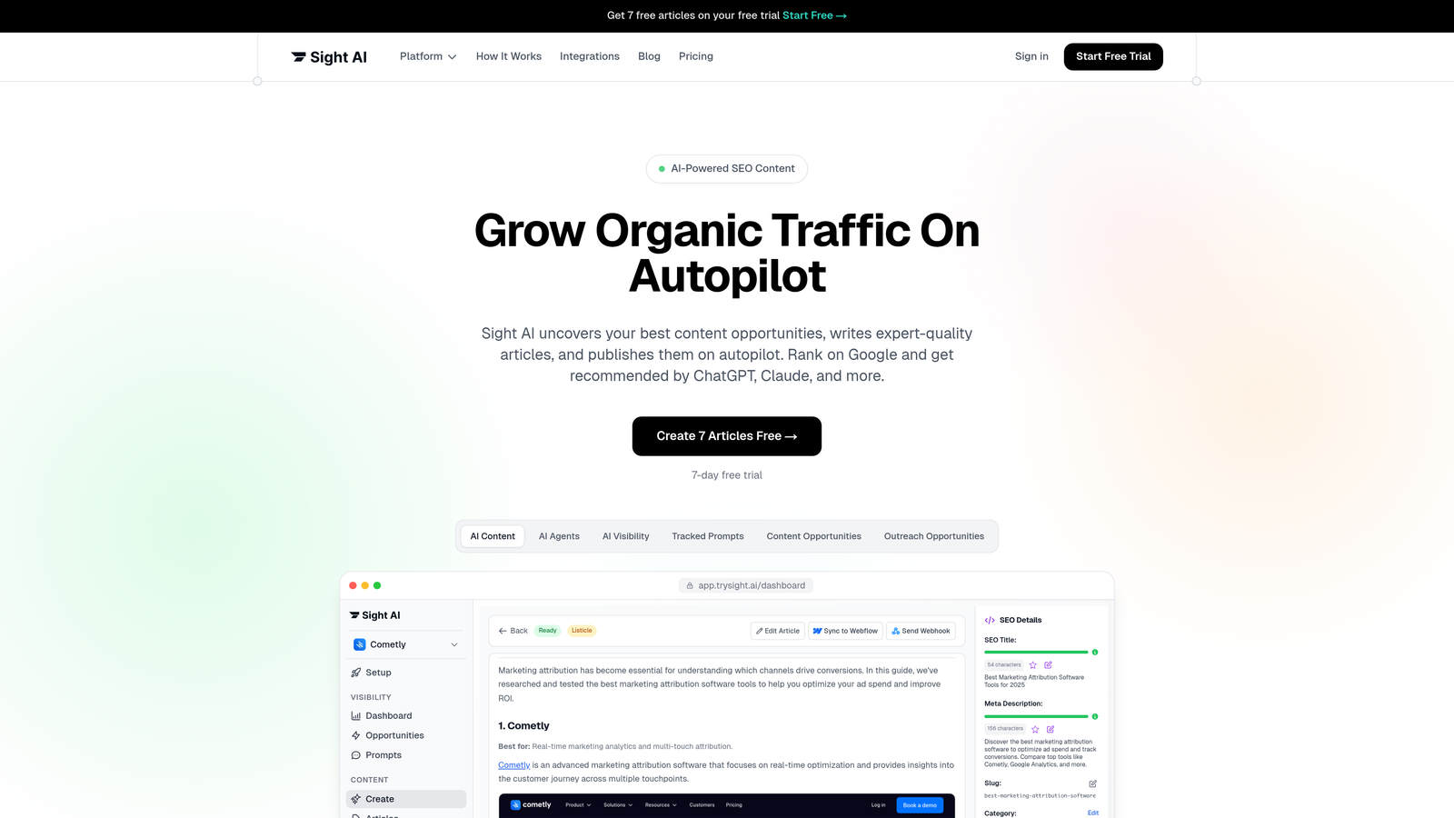 Screenshot of Sight AI website