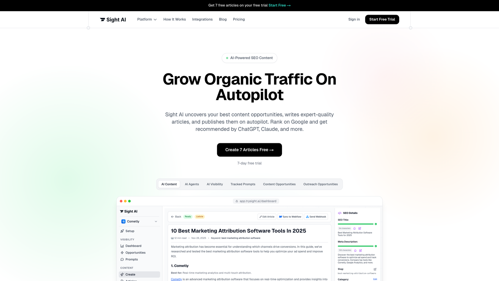 Screenshot of Sight AI website