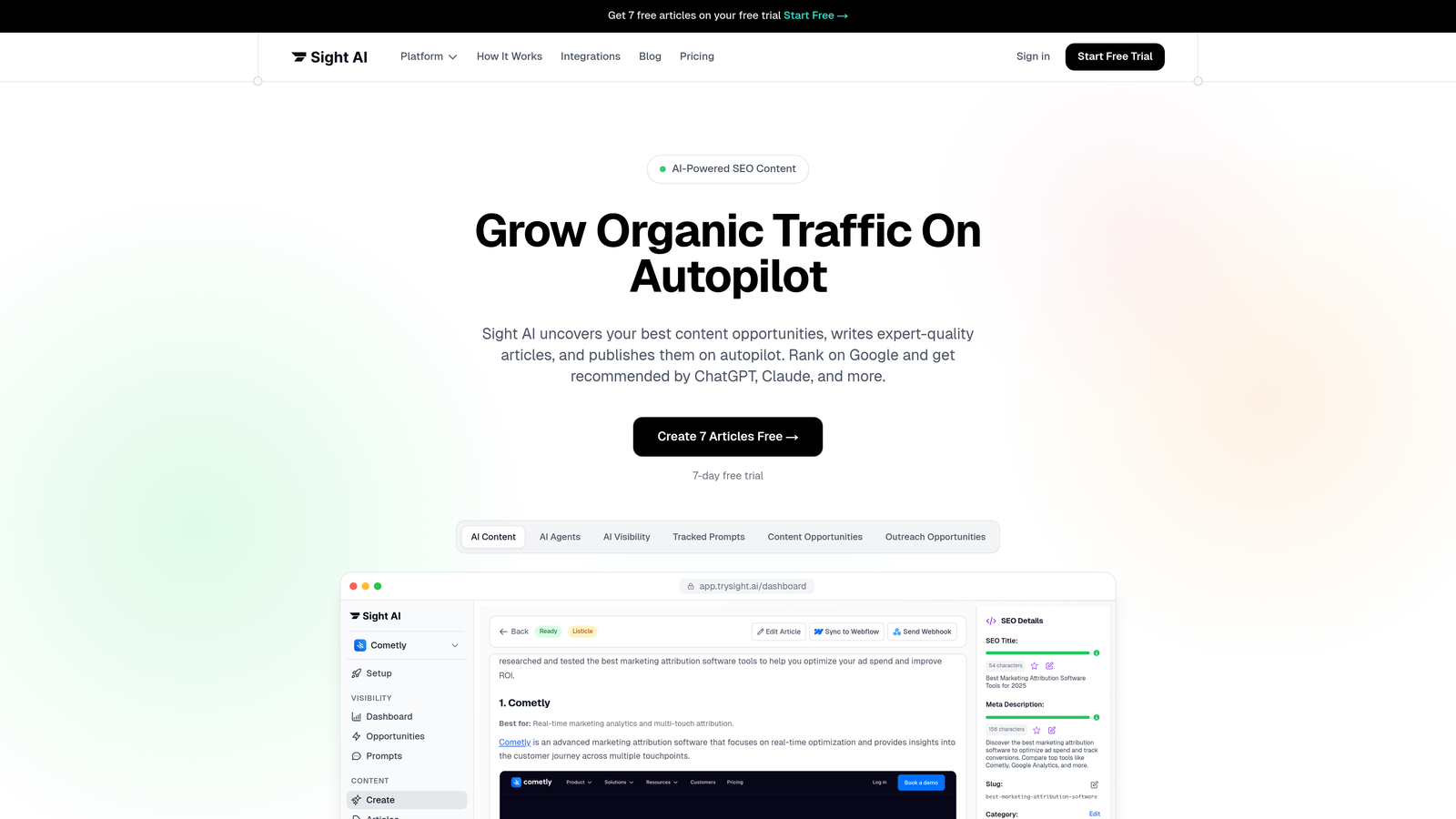 Screenshot of Sight AI website
