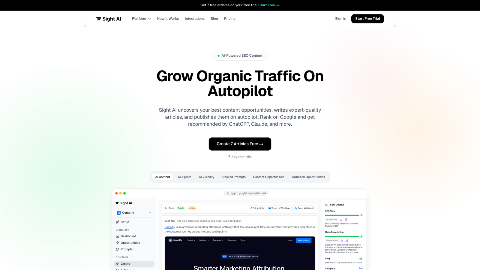 Screenshot of Sight AI website