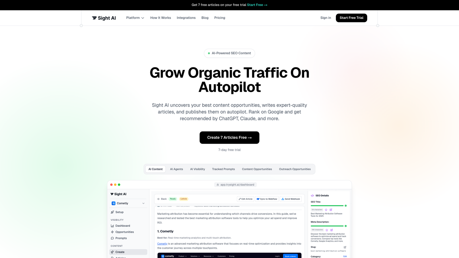 Screenshot of Sight AI website