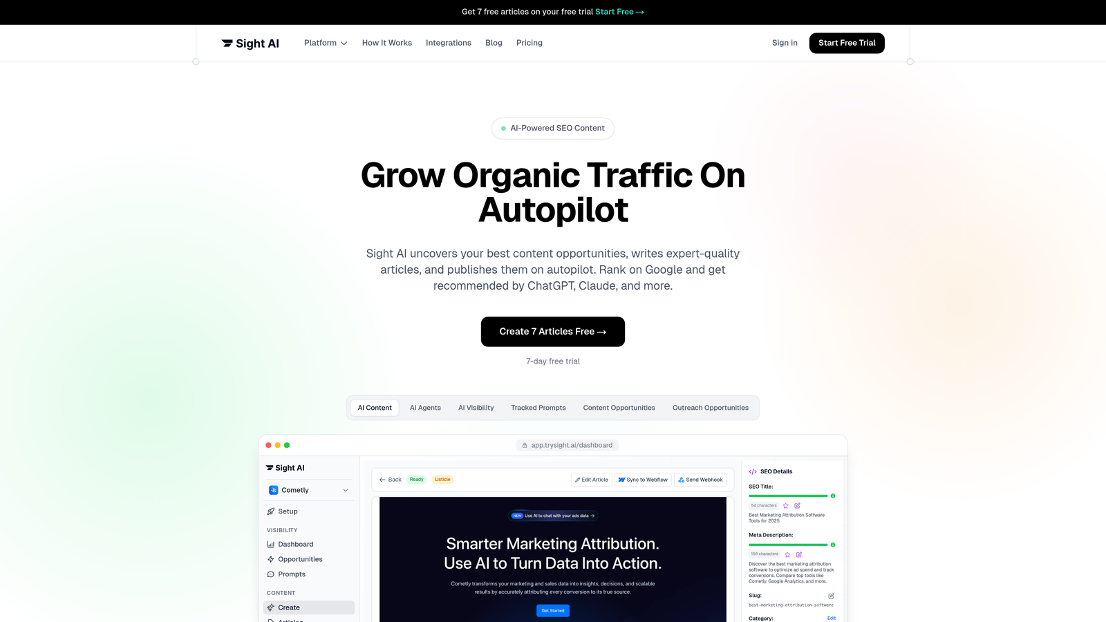 Screenshot of Sight AI website