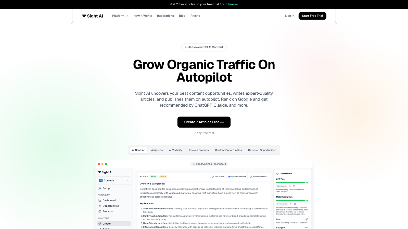 Screenshot of Sight AI website