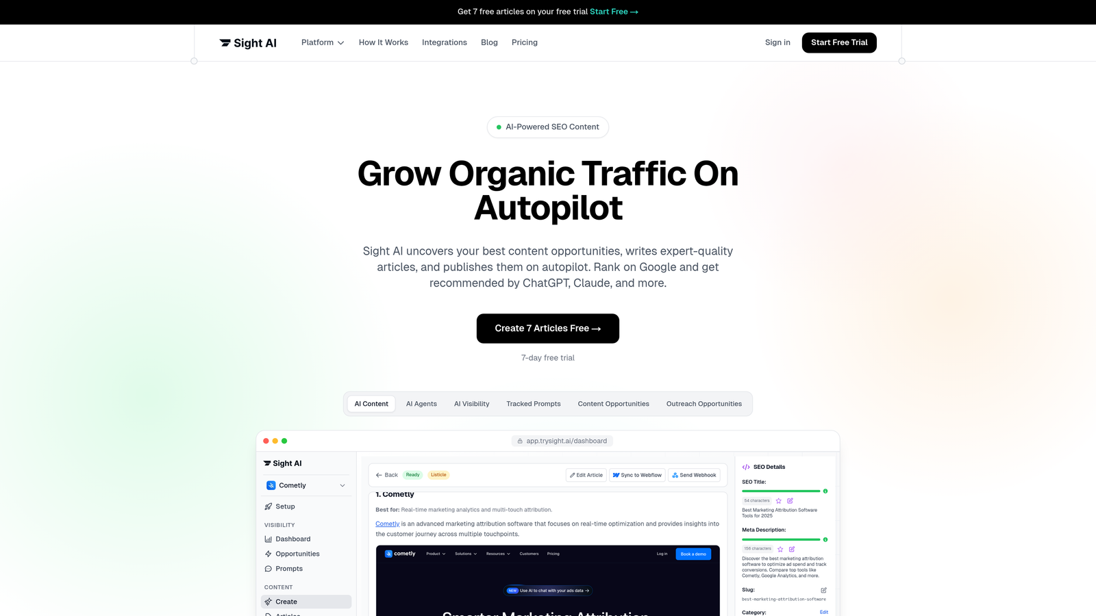 Screenshot of Sight AI website