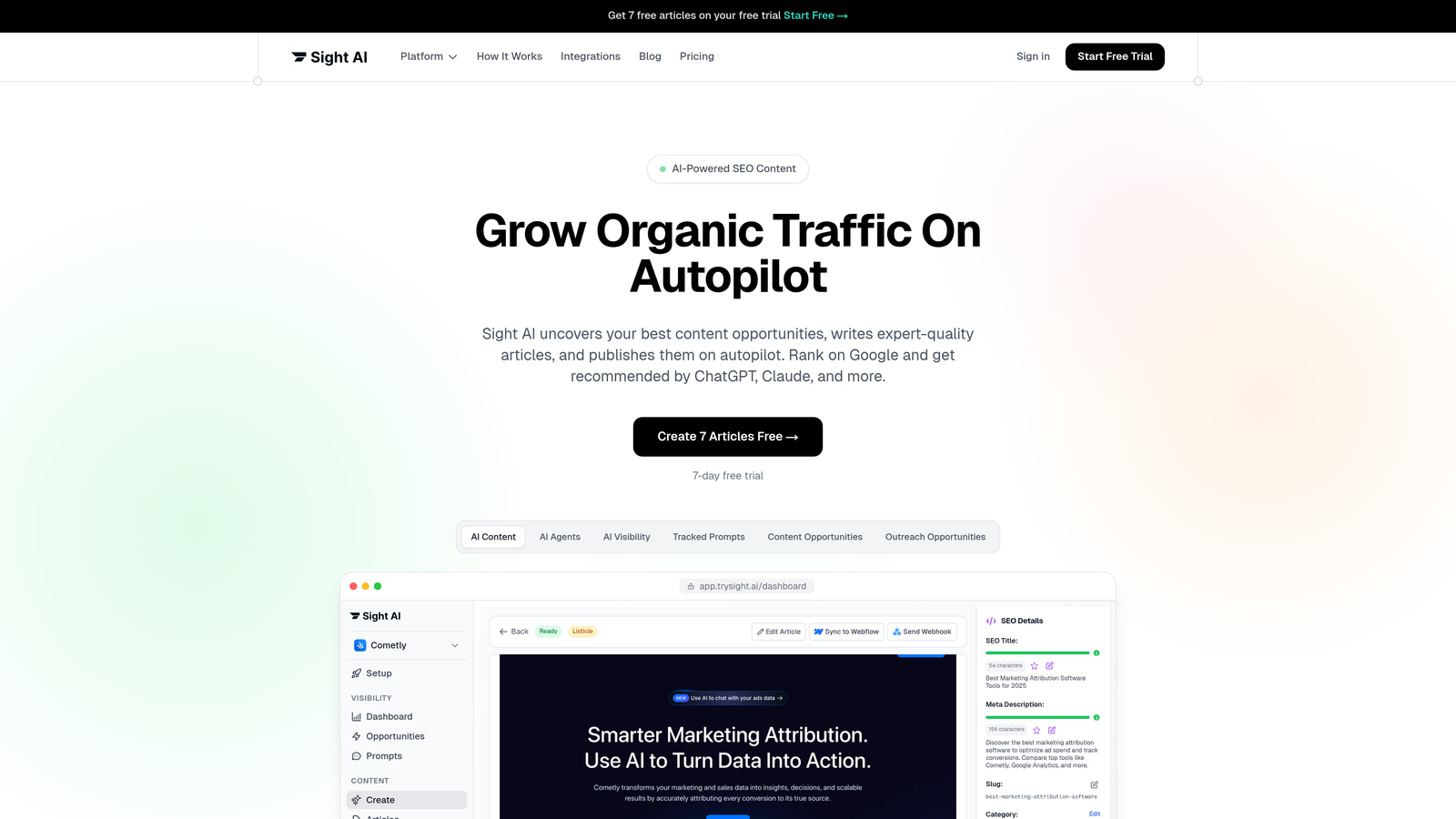 Screenshot of Sight AI website