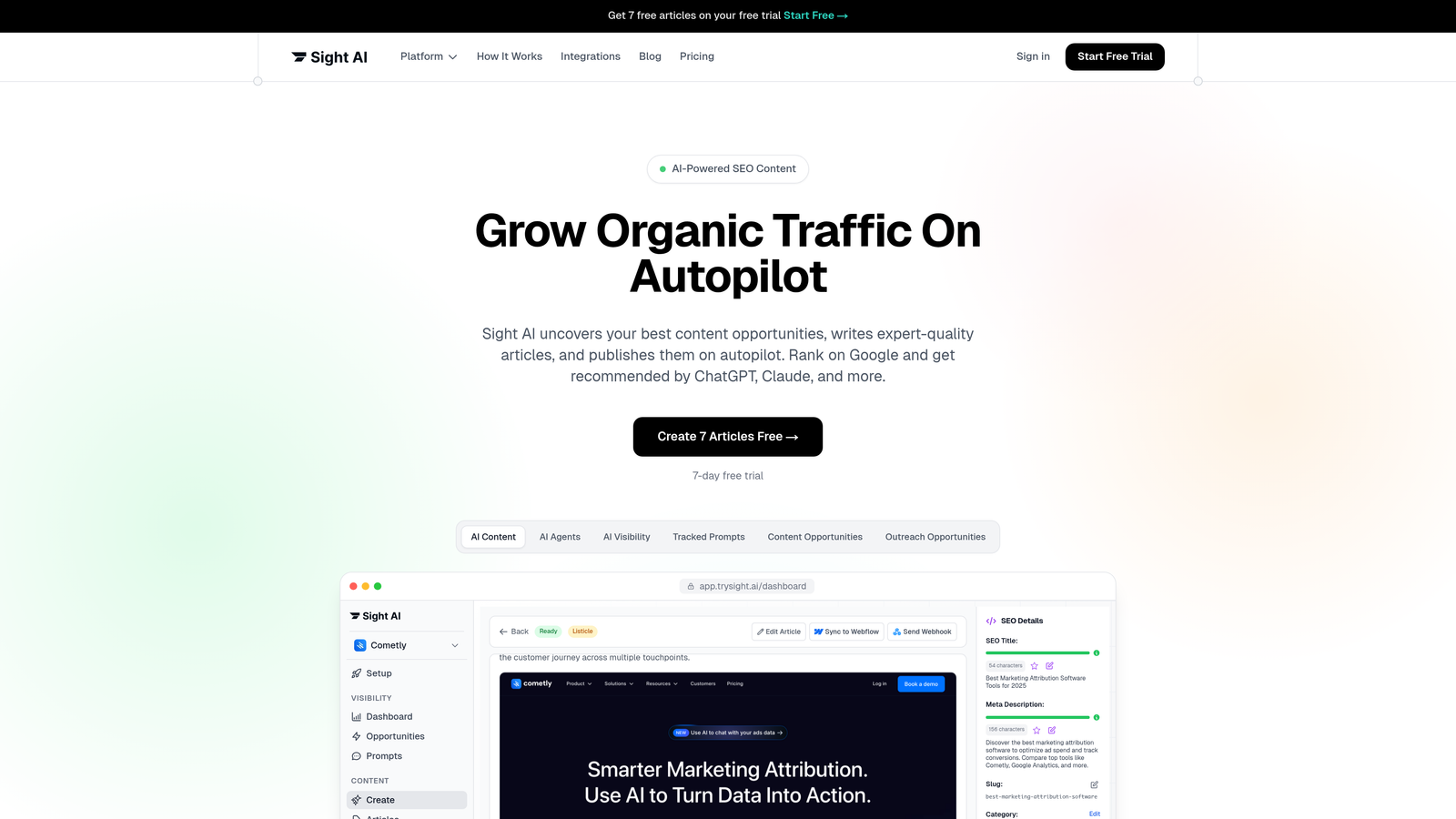 Screenshot of Sight AI website