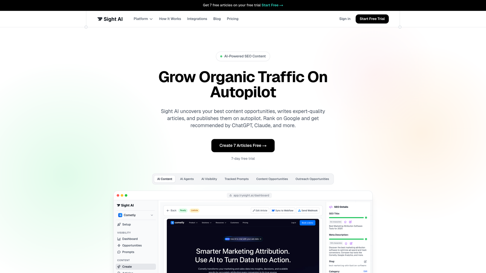 Screenshot of Sight AI website
