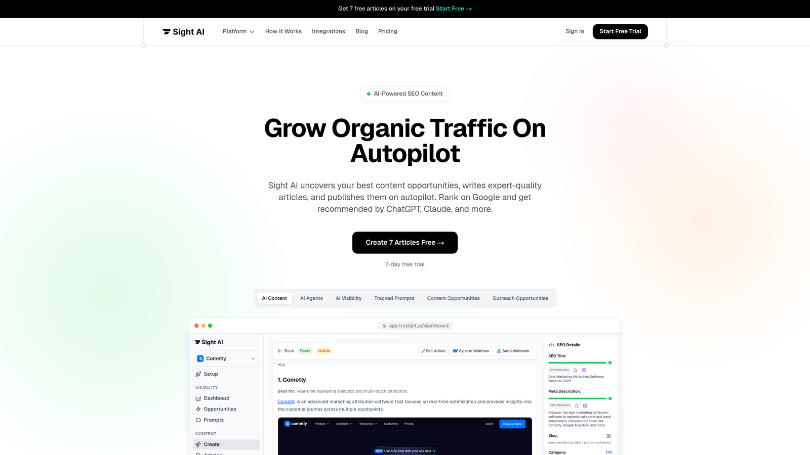 Screenshot of Sight AI website