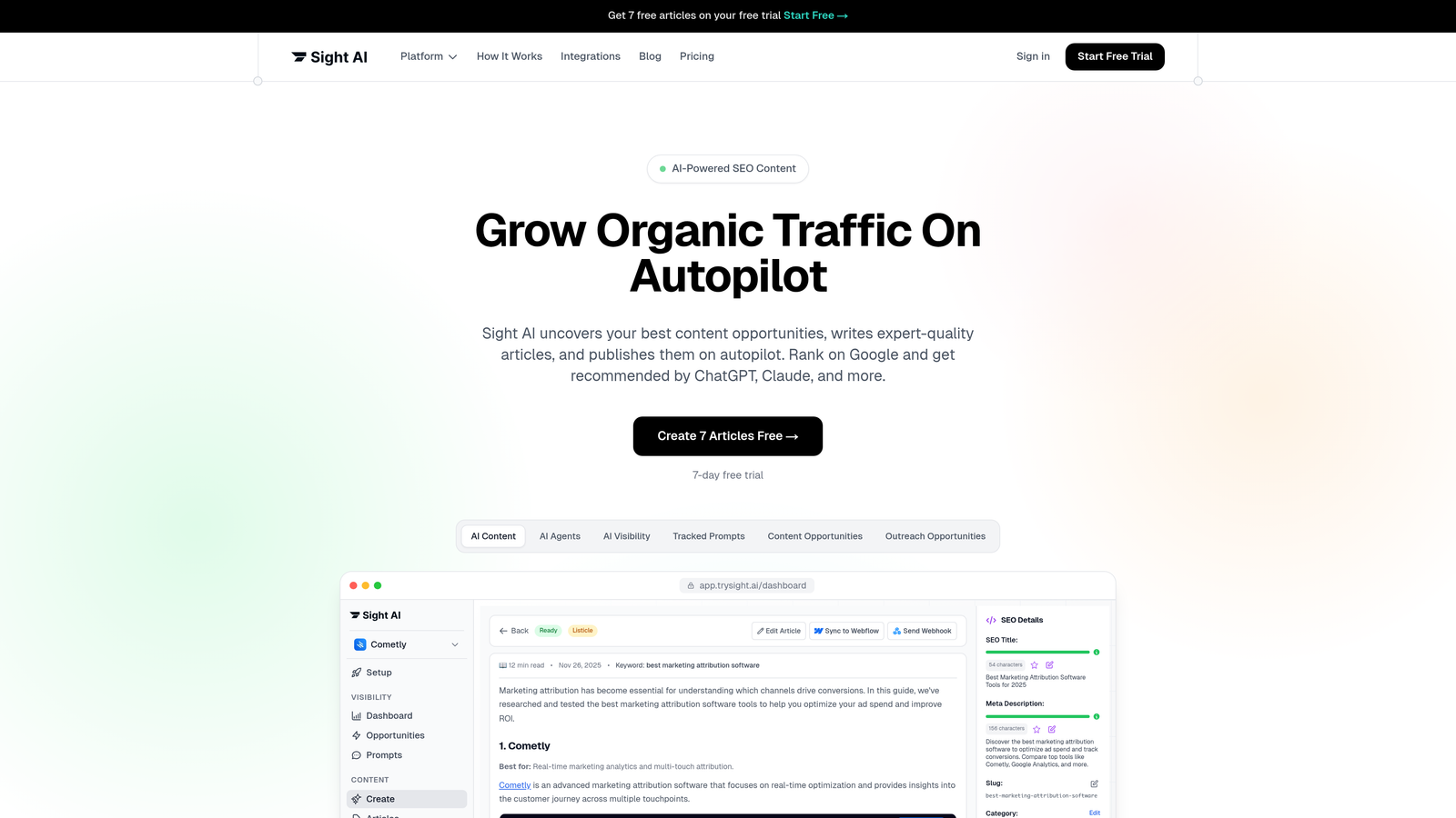Screenshot of Sight AI website