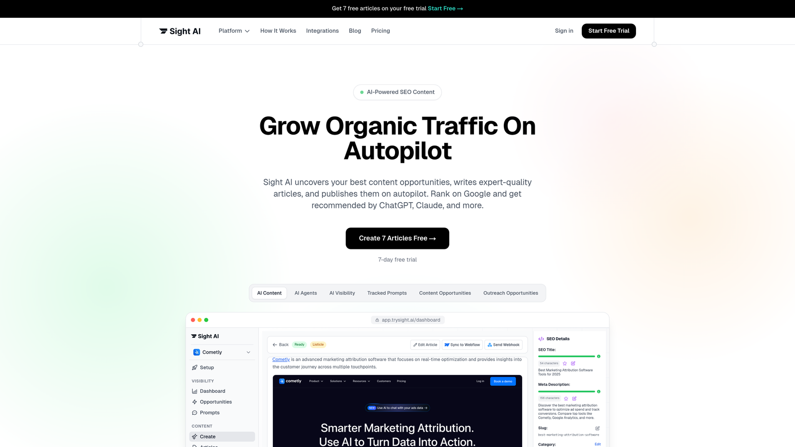 Screenshot of Sight AI website