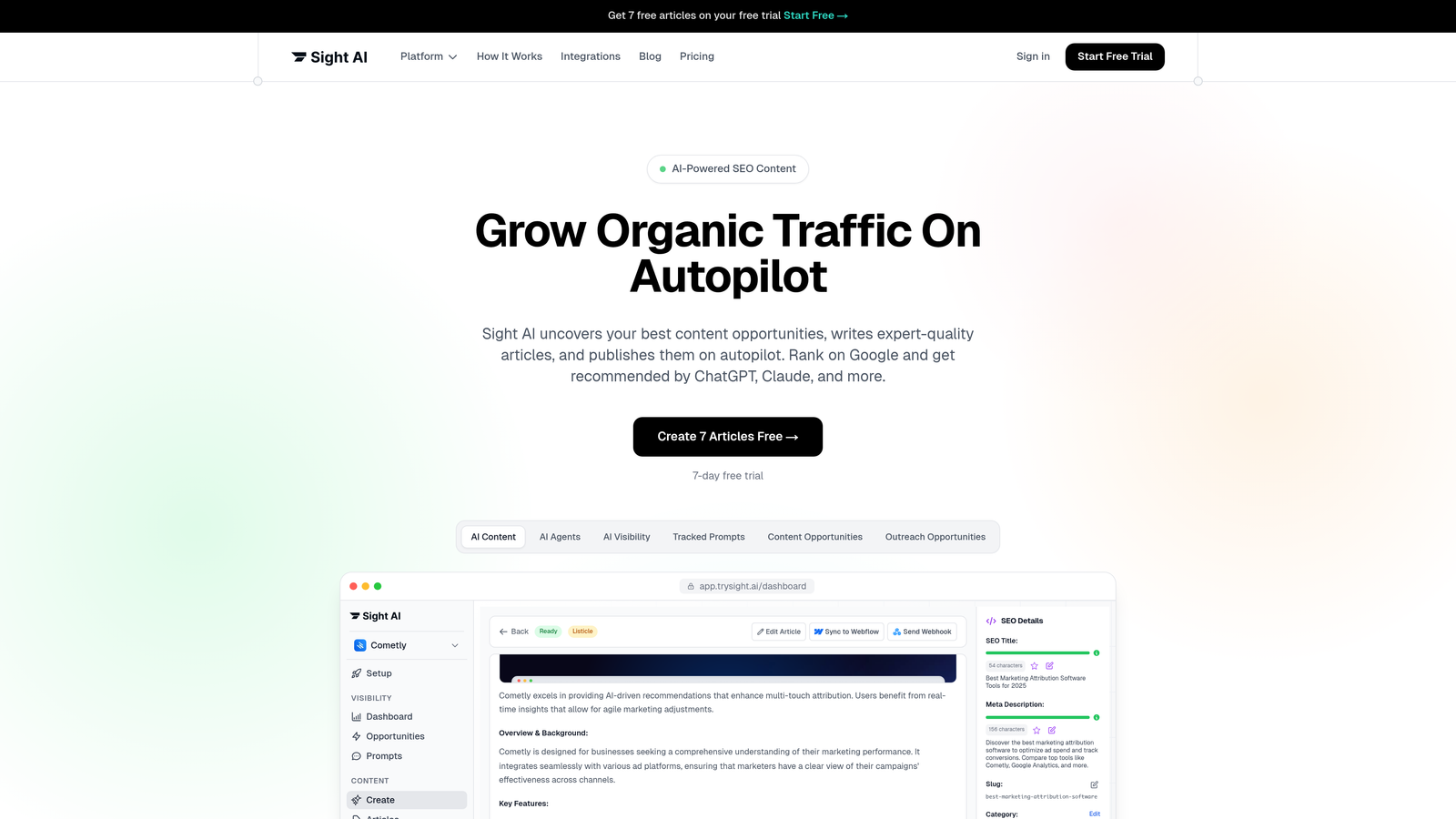 Screenshot of Sight AI website