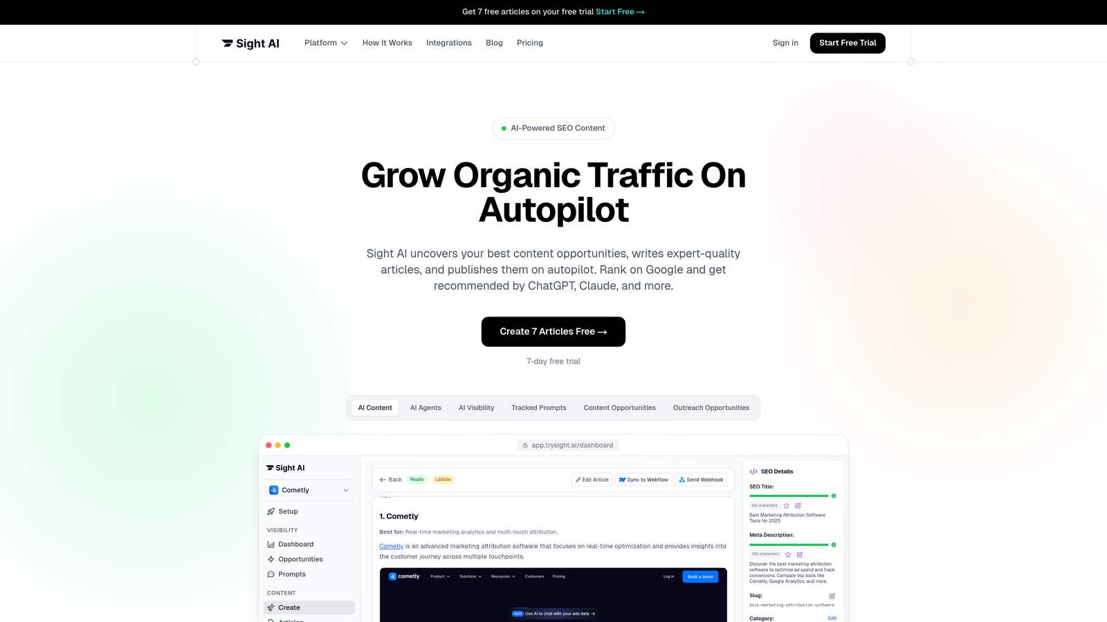 Screenshot of Sight AI website