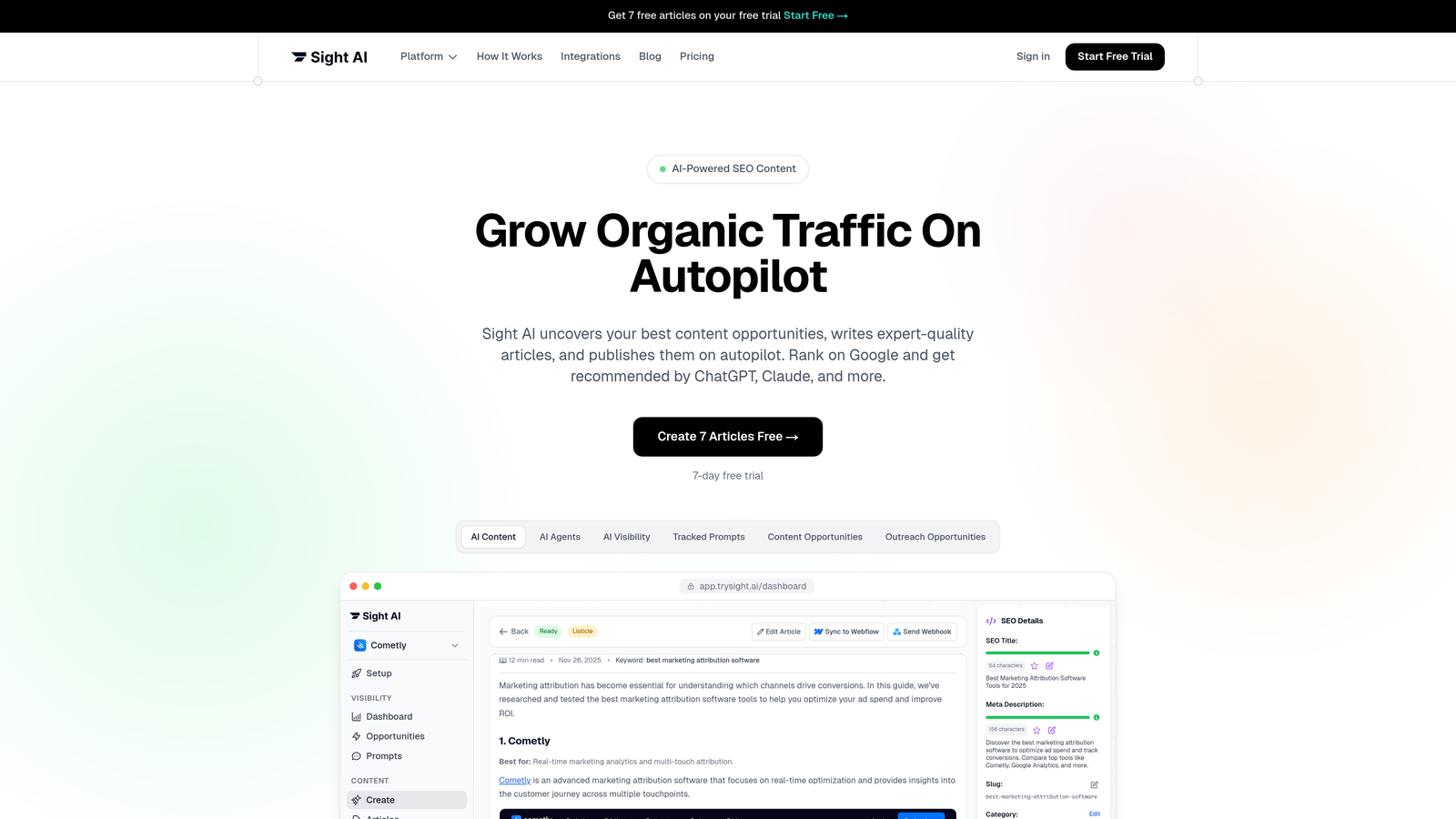 Screenshot of Sight AI website