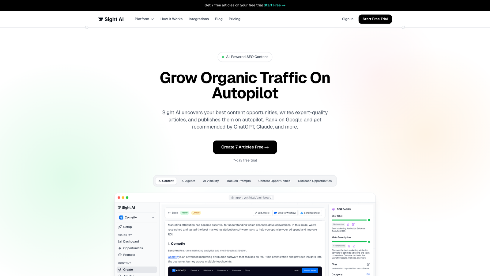 Screenshot of Sight AI website