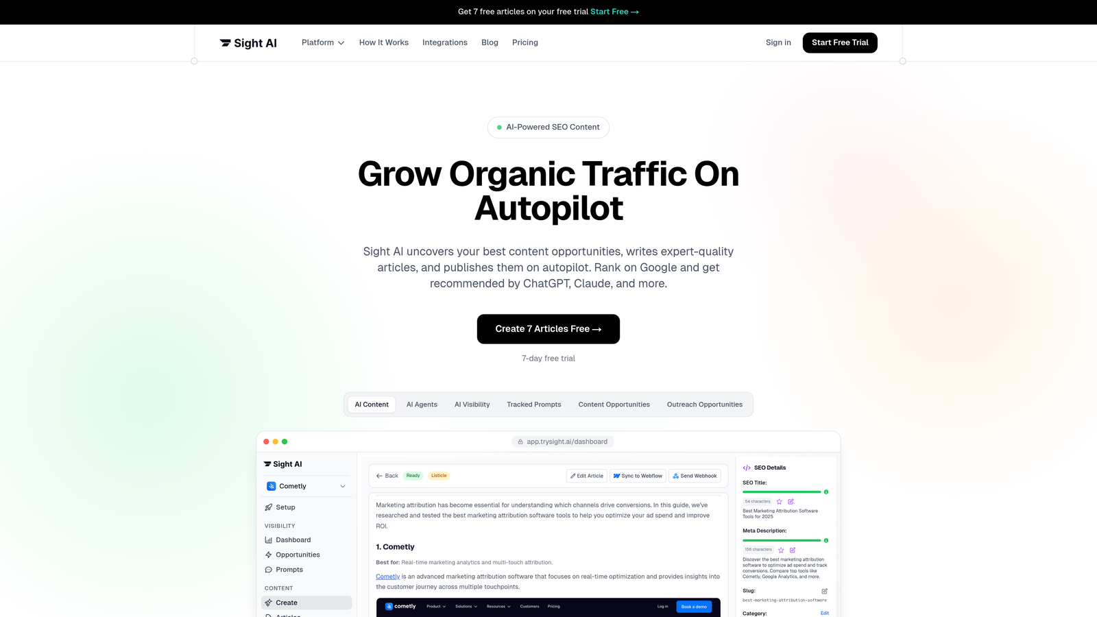 Screenshot of Sight AI website