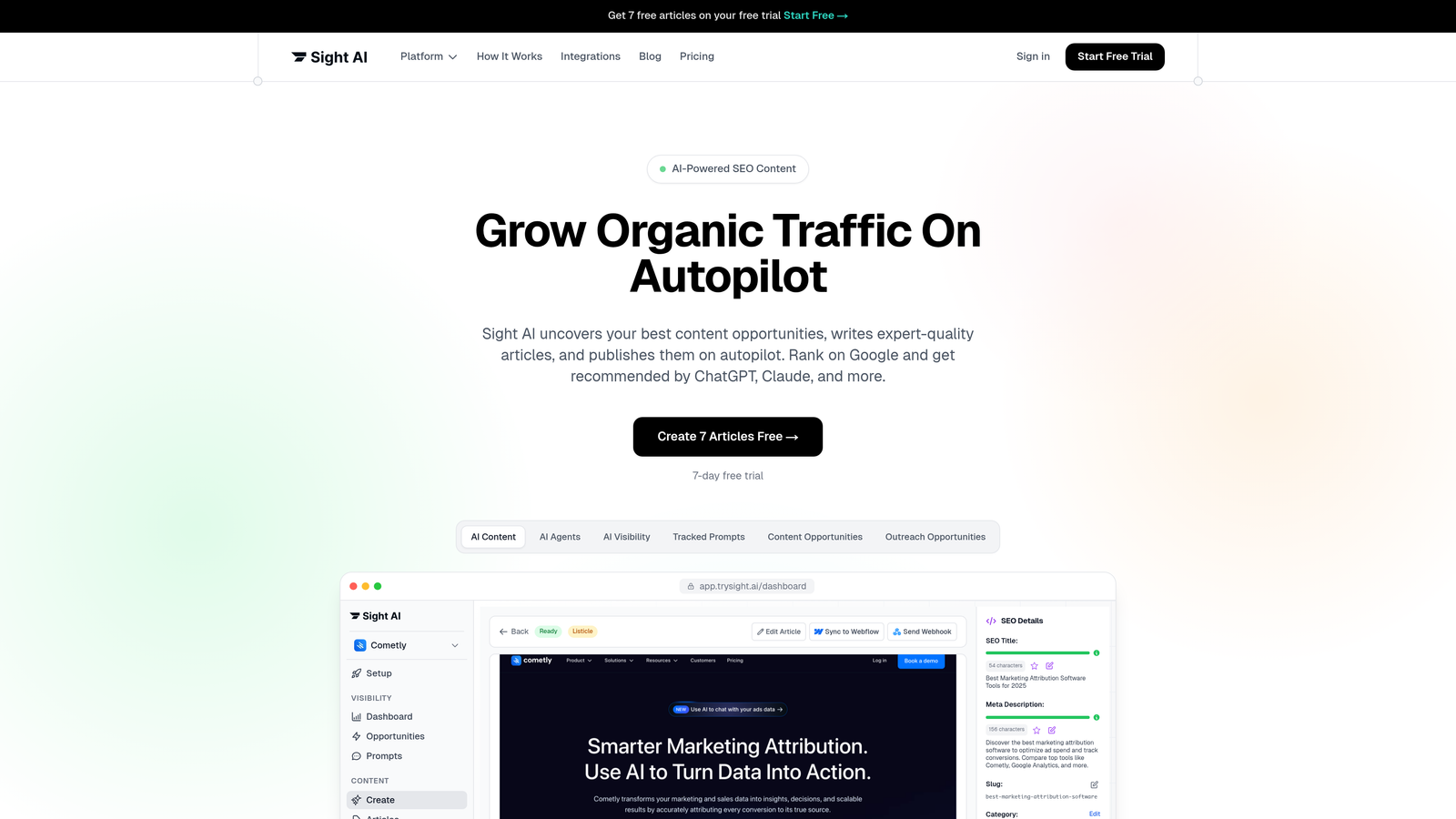 Screenshot of Sight AI website