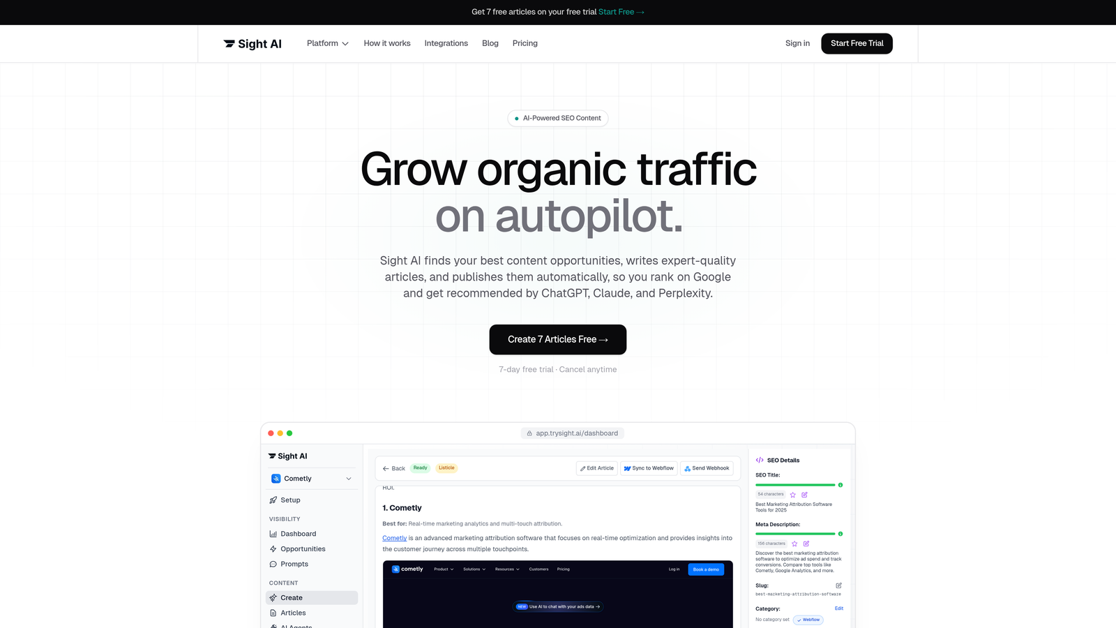 Screenshot of Sight AI website